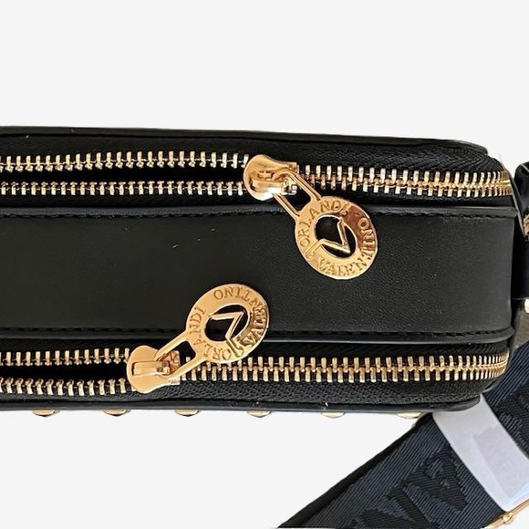 Valentino Orlandi Studded Crossbody Camera Bag, Black w/Gold-Toned Hardware. - Picture 5 of 9